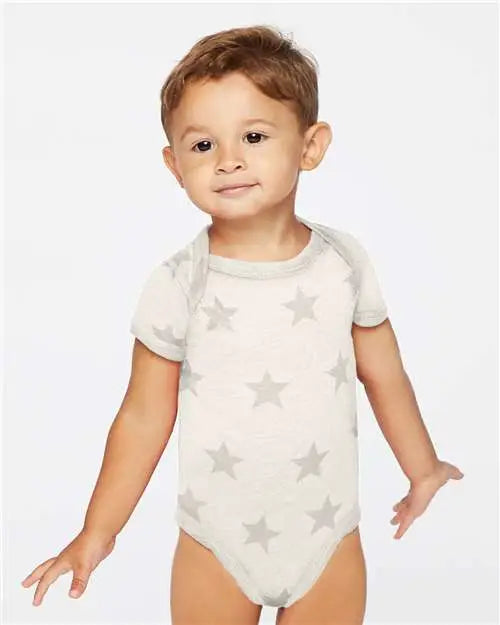 Code Five 4329 Infant Star Print Bodysuit - Natural Heather