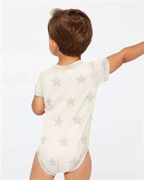 Code Five 4329 Infant Star Print Bodysuit - Natural Heather