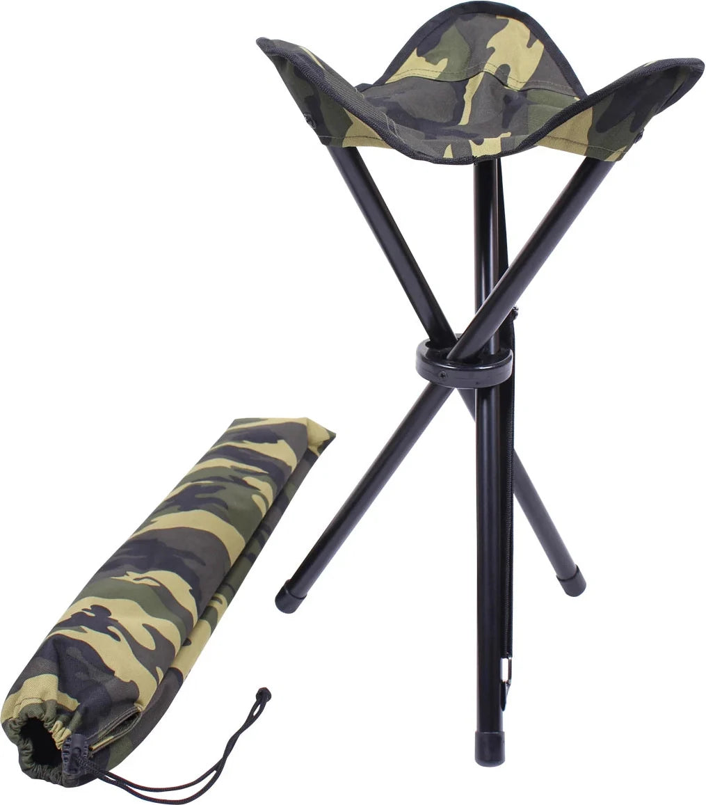 Collapsible Stool with Carry Strap - Woodland Camo