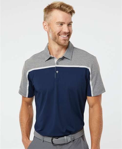 Collegiate Navy/ Grey Two/ Grey Five Melange Ultimate Colorblocked Polo - A512