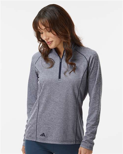Collegiate Navy Melange Women's Space Dyed Quarter-Zip Pullover - A594