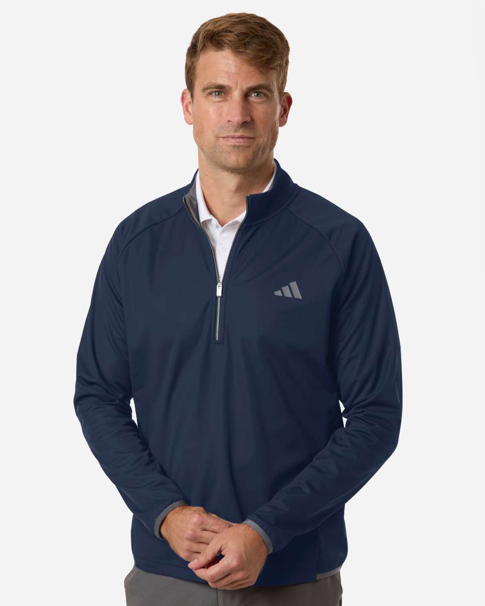 Collegiate Navy Men's Ultimate365 Wind Quarter-Zip Pullover - A2027 plain