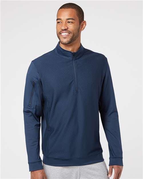 Collegiate Navy Performance Textured Quarter-Zip Pullover - A295