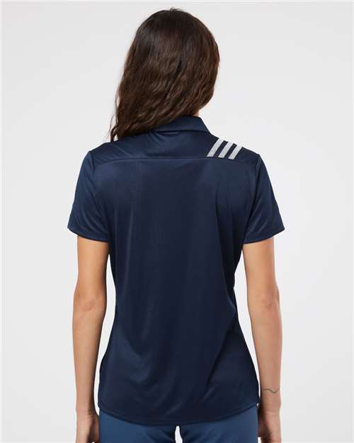 Collegiate Navy/ White Women&#39;s 3-Stripes Shoulder Polo - A325