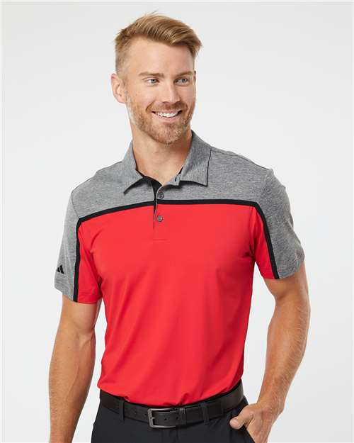 Collegiate Red/ Black/ Grey Five Melange Ultimate Colorblocked Polo - A512