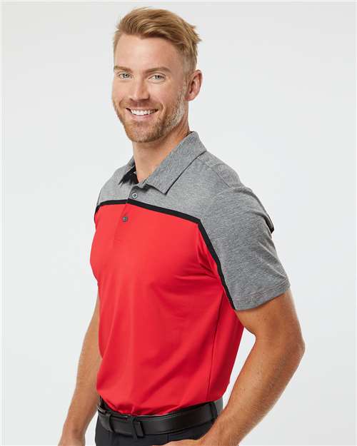Collegiate Red/ Black/ Grey Five Melange Ultimate Colorblocked Polo - A512