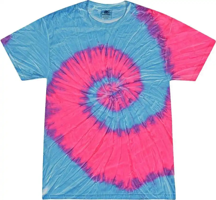 Colortone 1000 Multi Color Tie Dyed t Shirt Flo Blue/ Pink