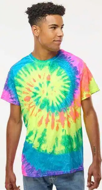 Colortone 1000 Multi-color Tie-dyed T-shirt - Neon Rainbow