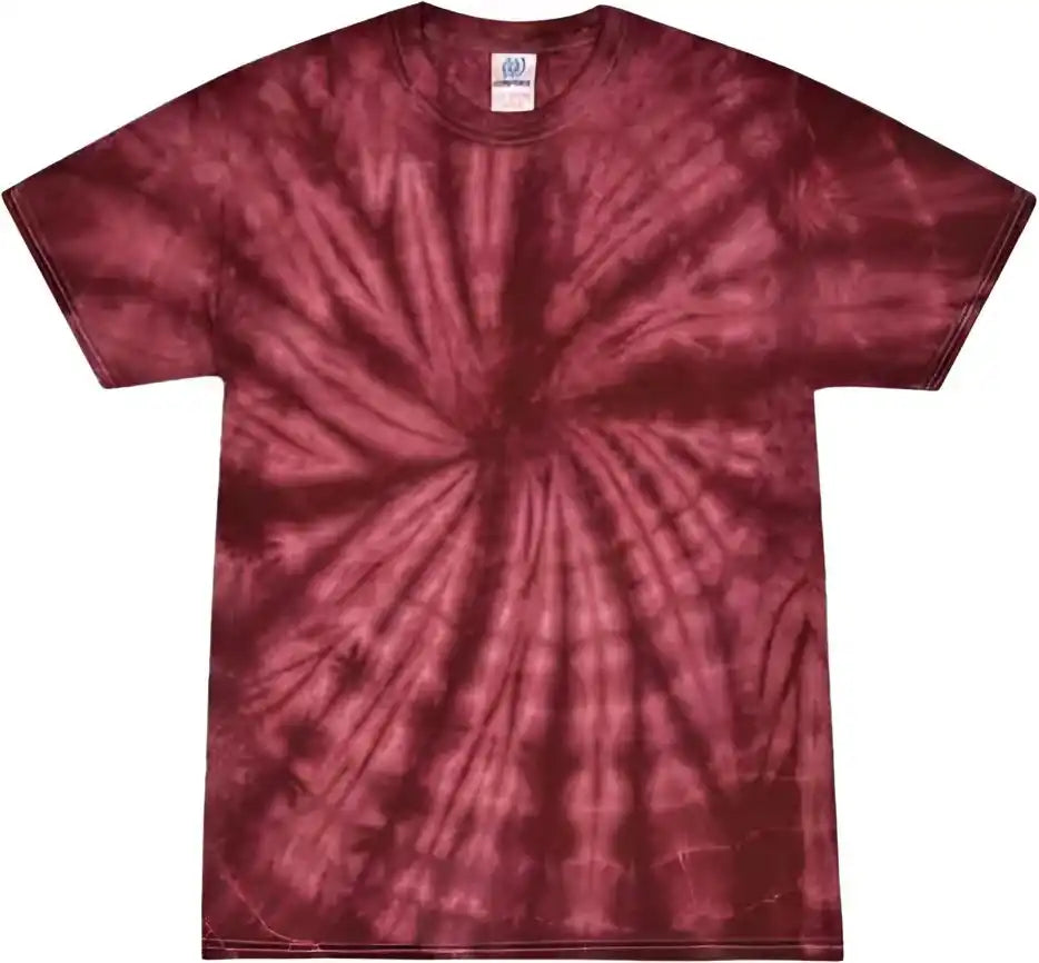 Colortone 1000 Multi Color Tie Dyed t Shirt Spider Burgundy