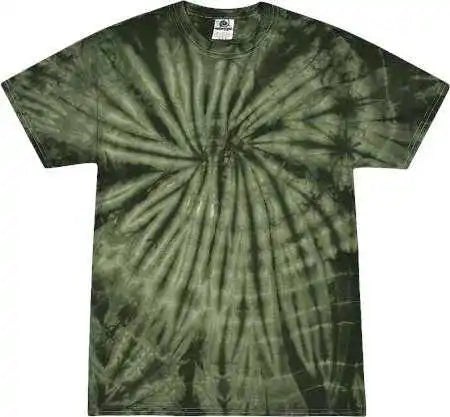 Colortone 1000 Multi-color Tie-dyed T-shirt - Spider Green