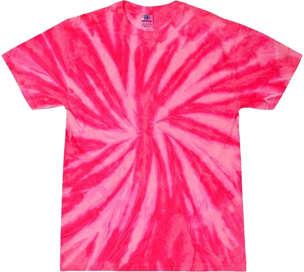 Colortone 1000c Multi-color Tie-dyed T-shirt - 1000 - Neon Bubblegum - Adult s