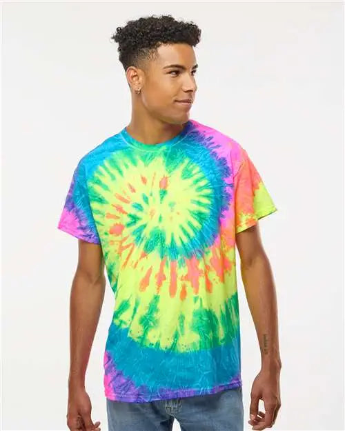 Colortone 1000c Multi-color Tie-dyed T-shirt - 1000 - Neon Rainbow