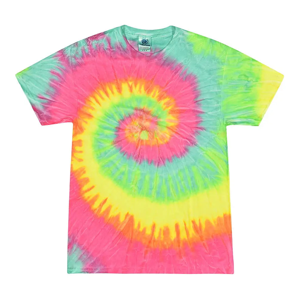Colortone 1000y Youth Multi-color Tie-dyed T-shirt - Minty Rainbow