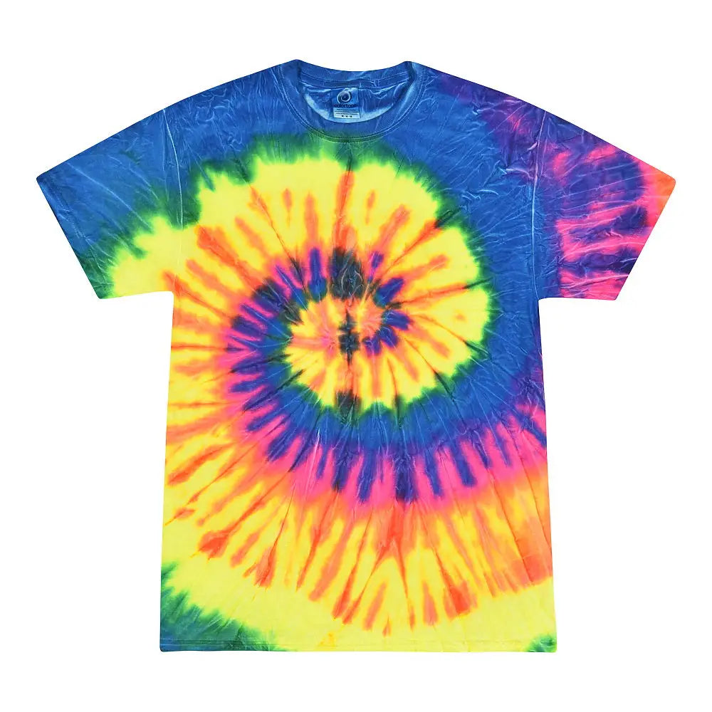 Colortone 1000y Youth Multi-color Tie-dyed T-shirt - Neon Rainbow