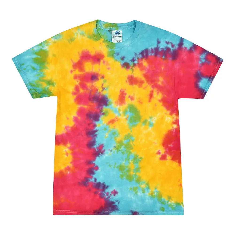 Colortone 1000y Youth Multi-color Tie-dyed T-shirt - Multi Rainbow