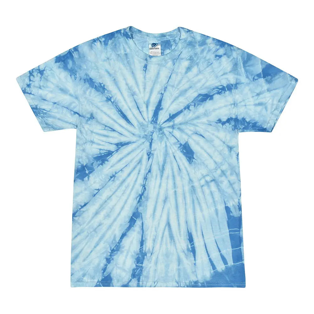Colortone 1000y Youth Multi-color Tie-dyed T-shirt - Spider Baby Blue
