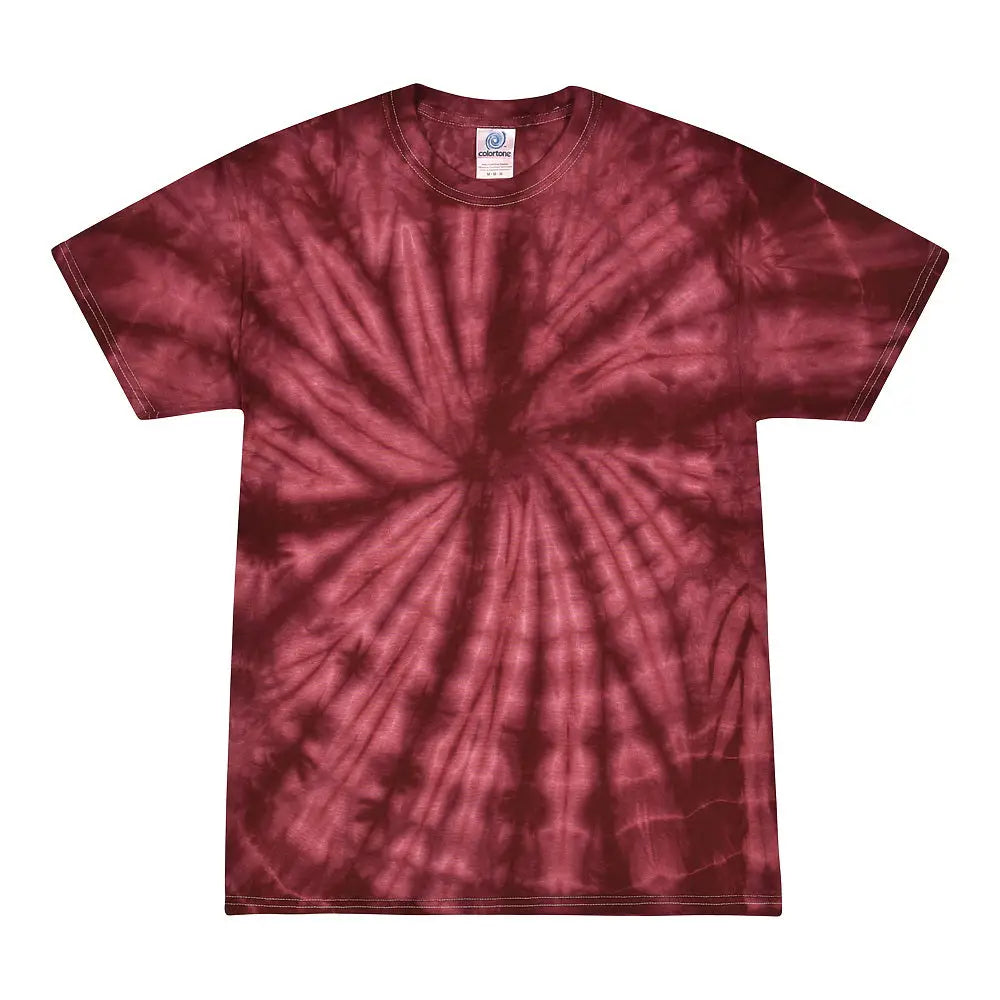 Colortone 1000y Youth Multi-color Tie-dyed T-shirt - Spider Burgundy