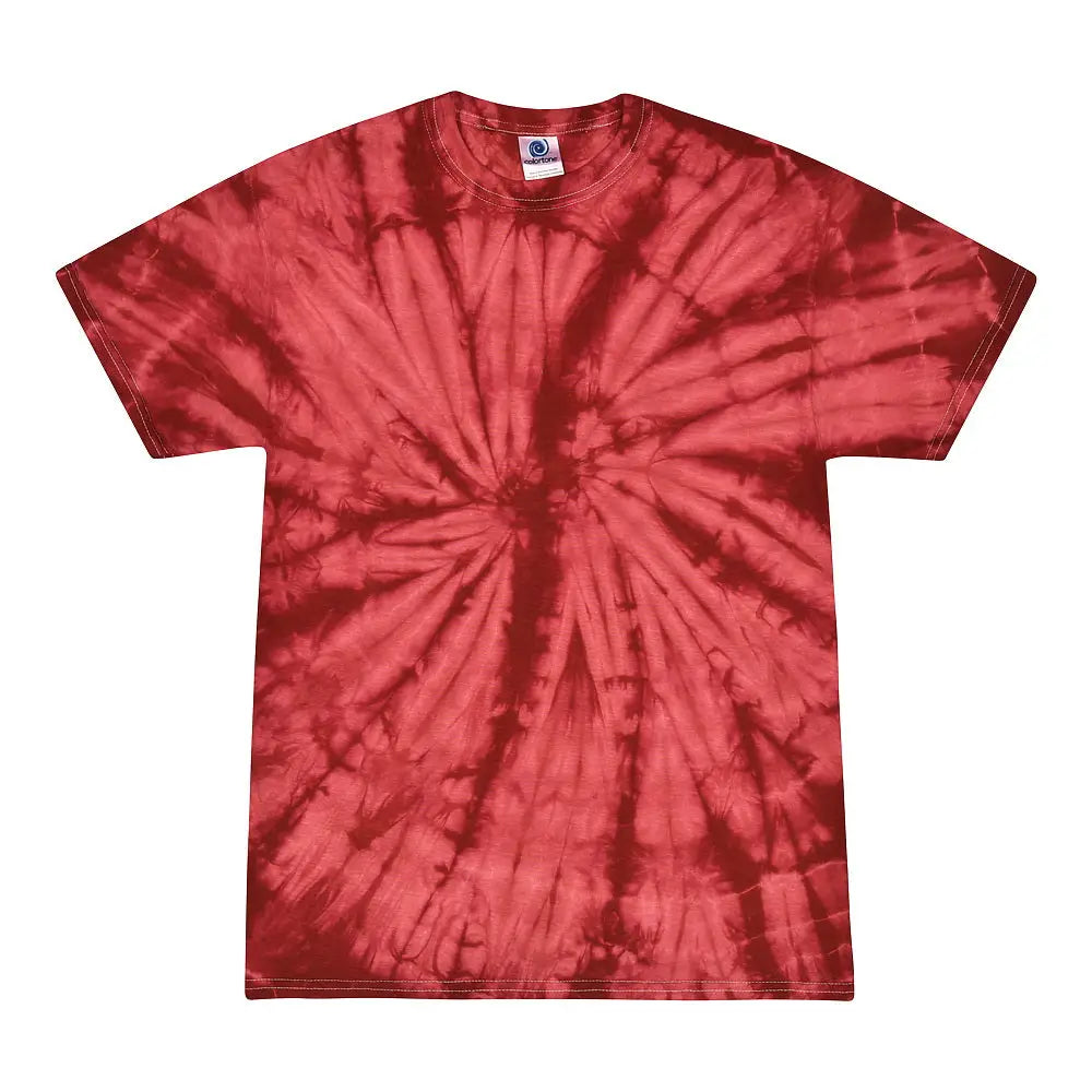 Colortone 1000y Youth Multi-color Tie-dyed T-shirt - Spider Crimson