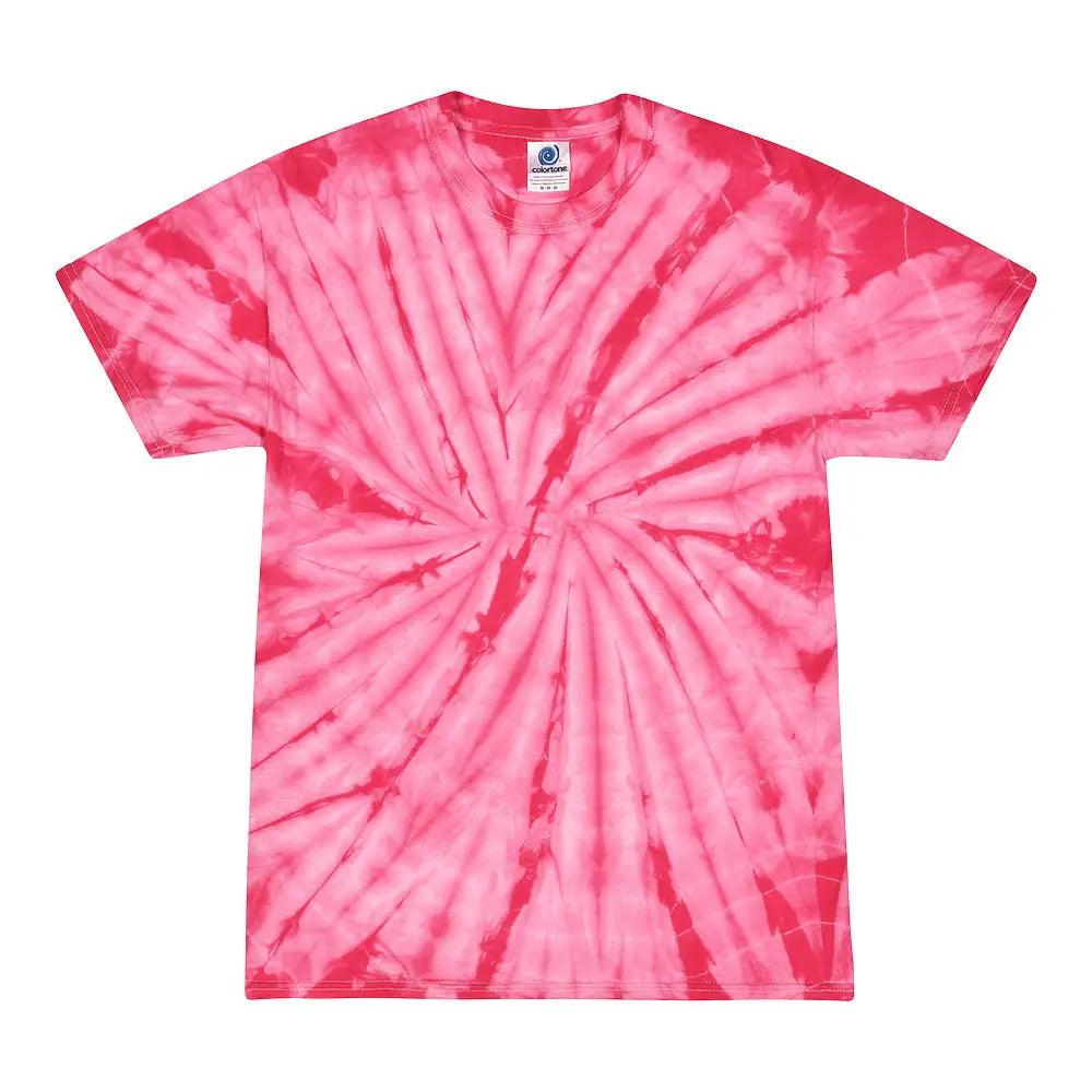 Colortone 1000y Youth Multi-color Tie-dyed T-shirt - Spider Pink