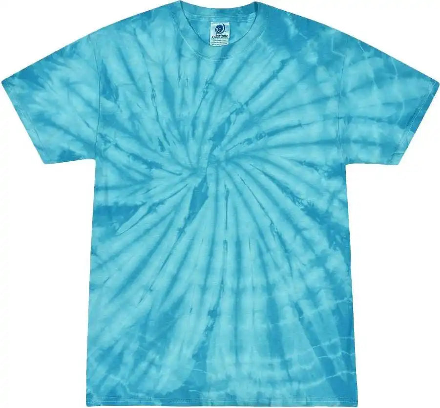 Colortone 1000y Youth Multi-color Tie-dyed T-shirt - Spider Turquoise