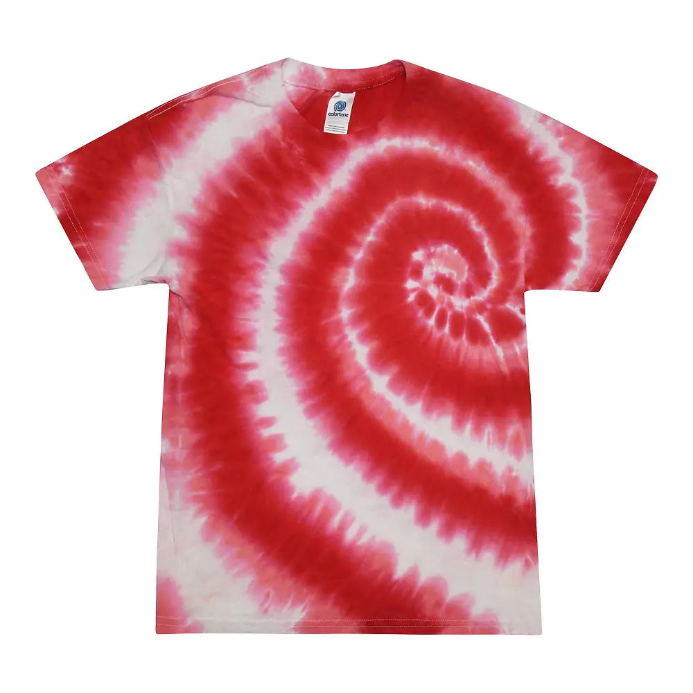Colortone 1000y Youth Multi-color Tie-dyed T-shirt - Swirl Red