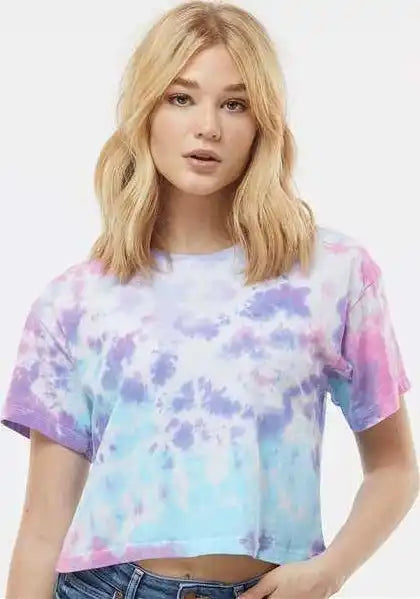 Colortone 1050 Women’s Tie-dyed Crop T-shirt - Cotton Candy