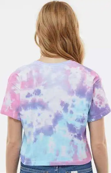 Colortone 1050 Women’s Tie Dyed Crop t Shirt Cotton Candy