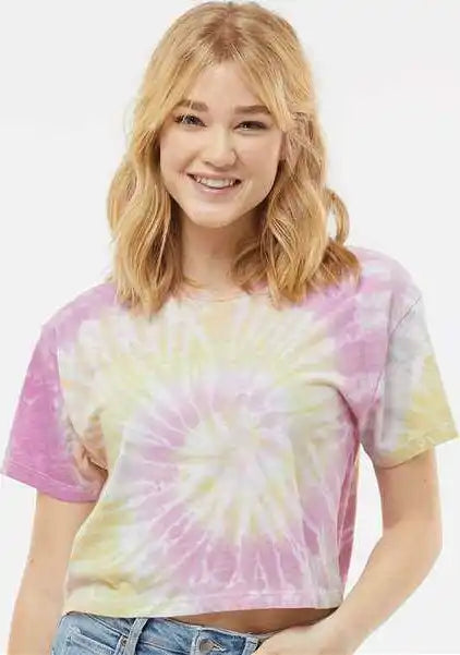 Colortone 1050 Women’s Tie-dyed Crop T-shirt - Desert Rose