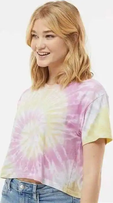 Colortone 1050 Women’s Tie Dyed Crop t Shirt Desert Rose
