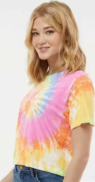 Colortone 1050 Women’s Tie Dyed Crop t Shirt Eternity