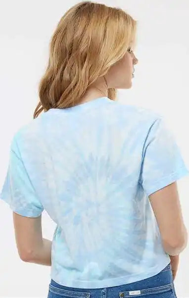 Colortone 1050 Women’s Tie Dyed Crop t Shirt Lagoon