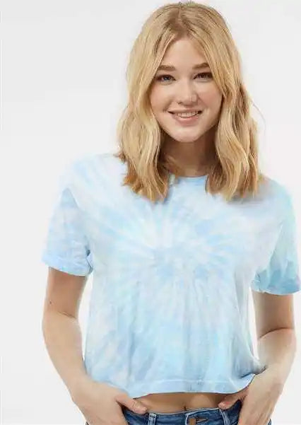 Colortone 1050 Women’s Tie-dyed Crop T-shirt - Lagoon
