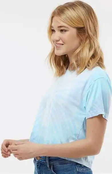 Colortone 1050 Women’s Tie Dyed Crop t Shirt Lagoon