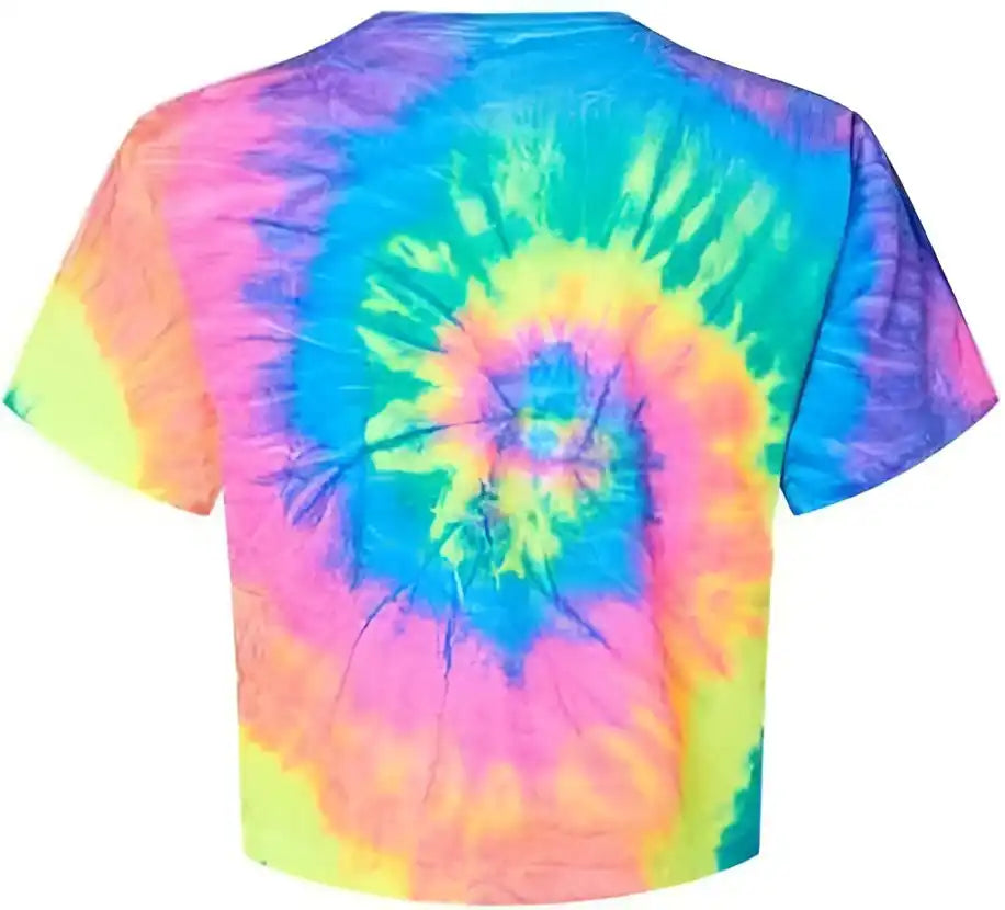 Colortone 1050 Women’s Tie Dyed Crop t Shirt Neon Rainbow