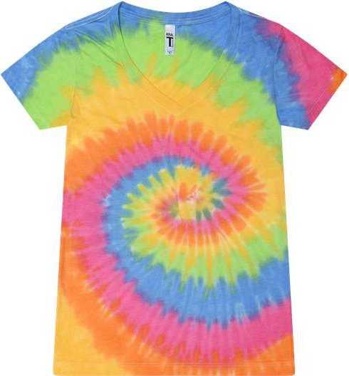 Colortone 1075 Women’s Tie-dyed V-neck T-shirt - Eternity