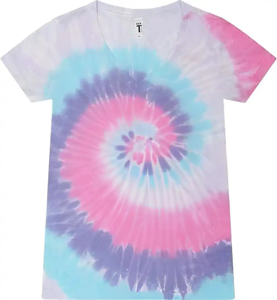 Colortone 1075 Women’s Tie Dyed v Neck t Shirt Unicorn