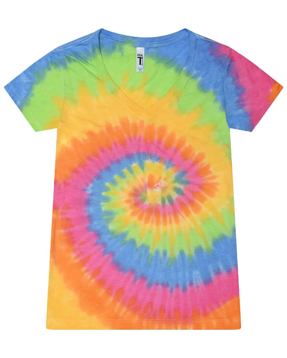 Colortone 1075c Women’s Tie-dyed V-neck T-shirt - 1075 - Eternity - Ladies Xs