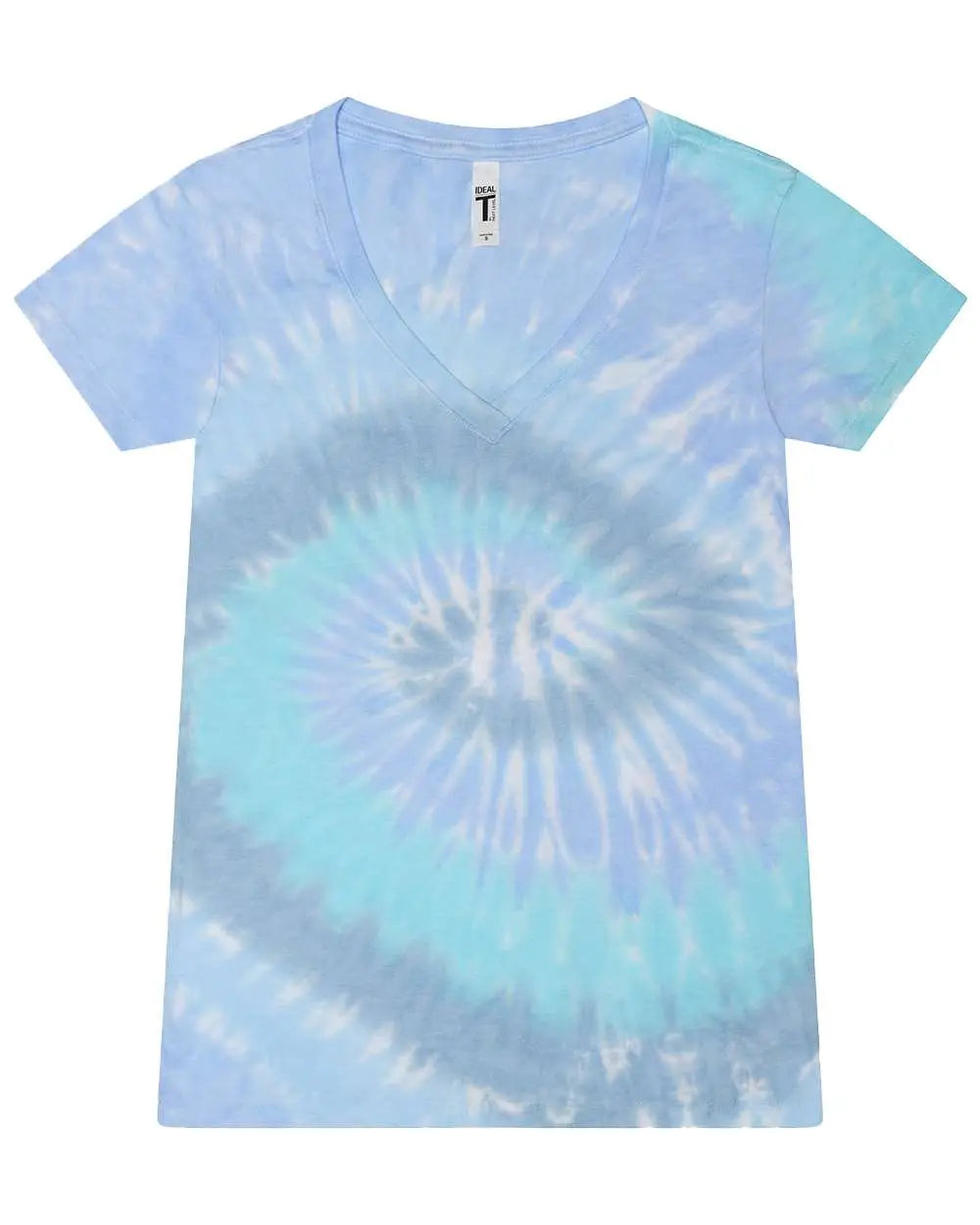 Colortone 1075c Women’s Tie-dyed V-neck T-shirt - 1075 - Lagoon - Ladies Xs