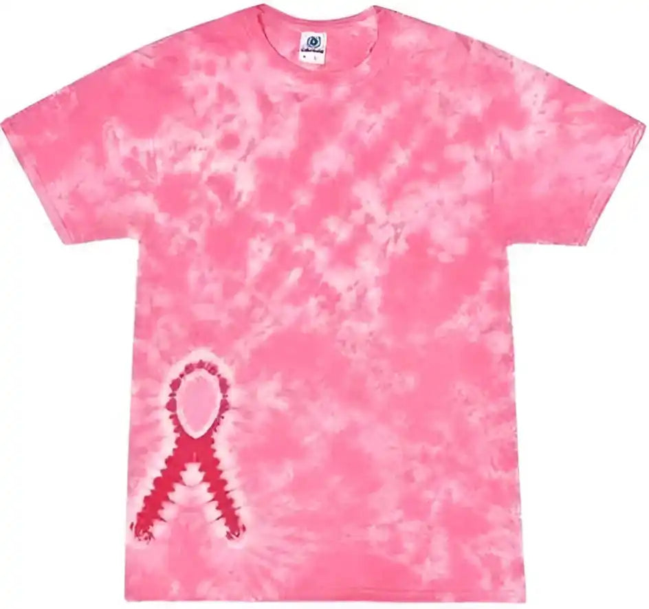 Colortone 1150 Shapes Tie Dyed t Shirt Pink Ribbon