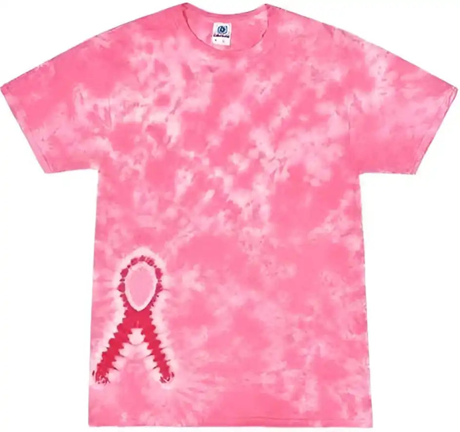 Colortone 1150y Youth Shapes Tie Dyed t Shirt Pink Ribbon