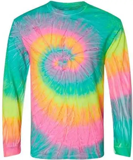 Colortone 2000 Tie Dyed Long Sleeve t Shirt Minty Rainbow