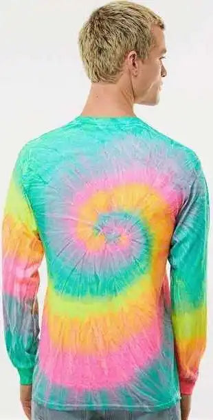 Colortone 2000 Tie Dyed Long Sleeve t Shirt Minty Rainbow