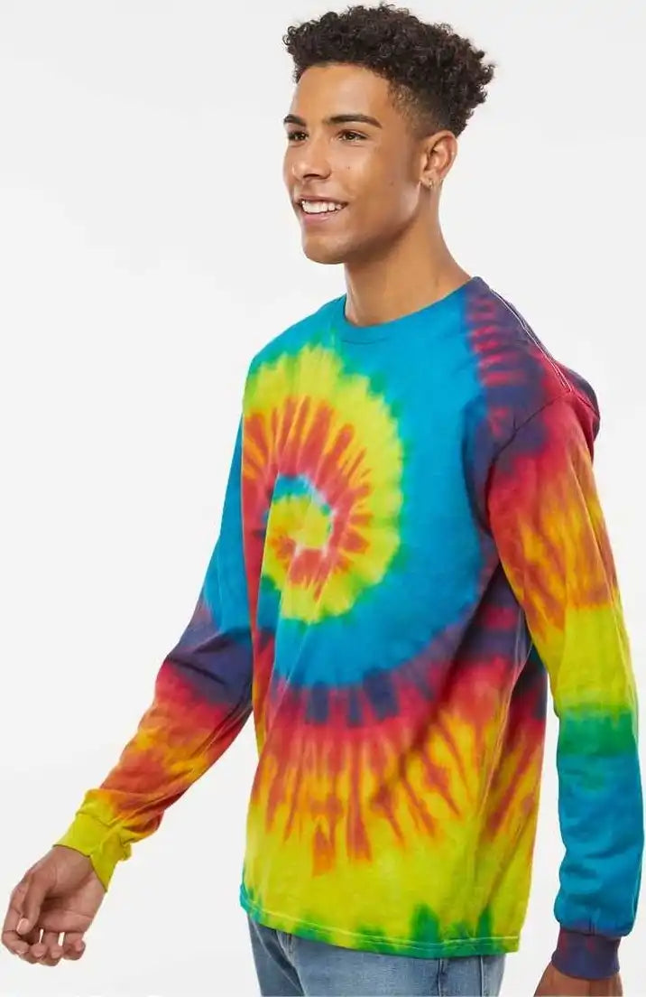 Colortone 2000 Tie-dyed Long Sleeve T-shirt - Reactive Rainbow