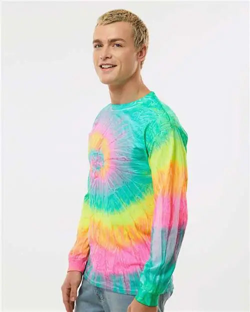 Colortone 2000c Tie-dyed Long Sleeve T-shirt - 2000 - Minty Rainbow