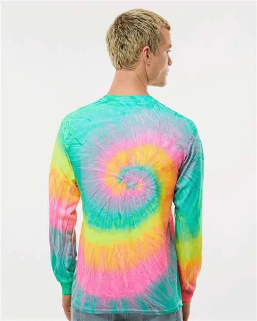 Colortone 2000c Tie-dyed Long Sleeve T-shirt - 2000 - Minty Rainbow