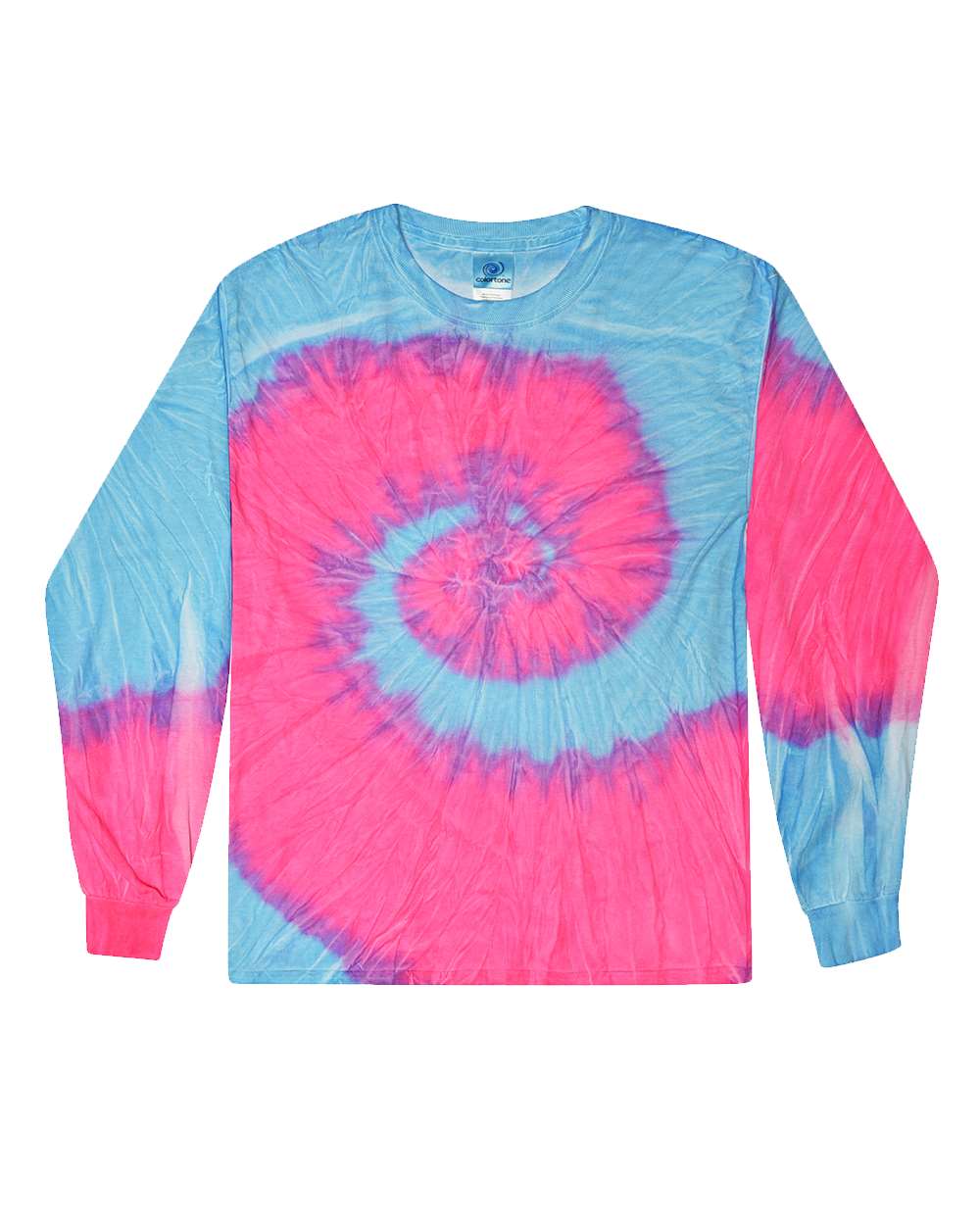 Colortone 2000y Youth Tie-dyed Long Sleeve T-shirt - Flo Blue Pink
