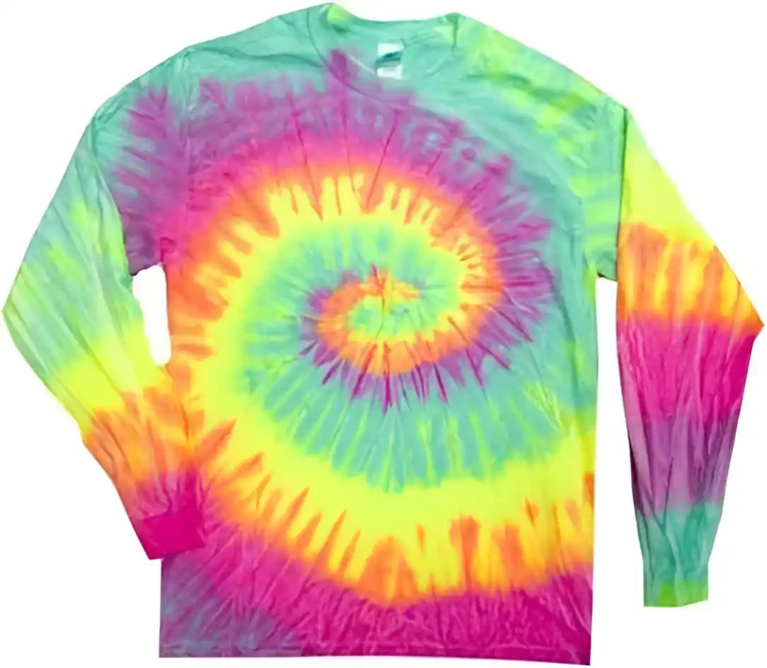 Colortone 2000y Youth Tie Dyed Long Sleeve t Shirt Minty Rainbow