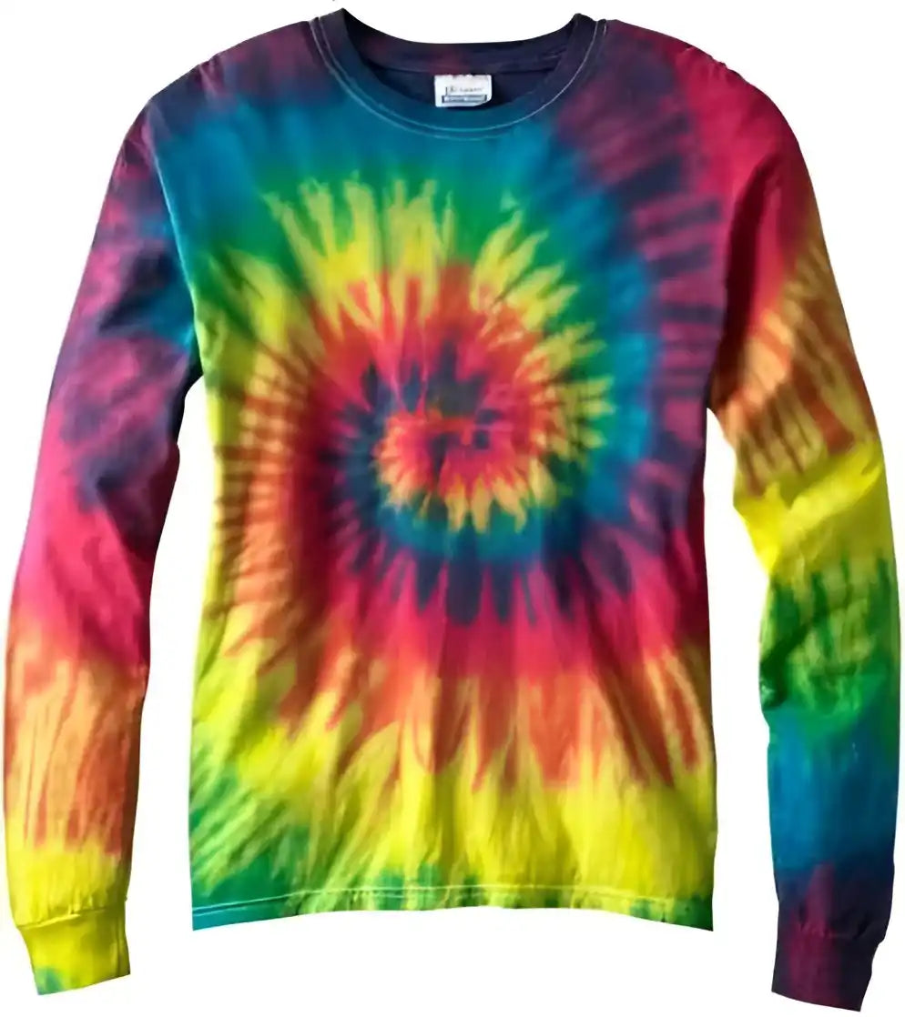 Colortone 2000y Youth Tie Dyed Long Sleeve t Shirt Reactive Rainbow