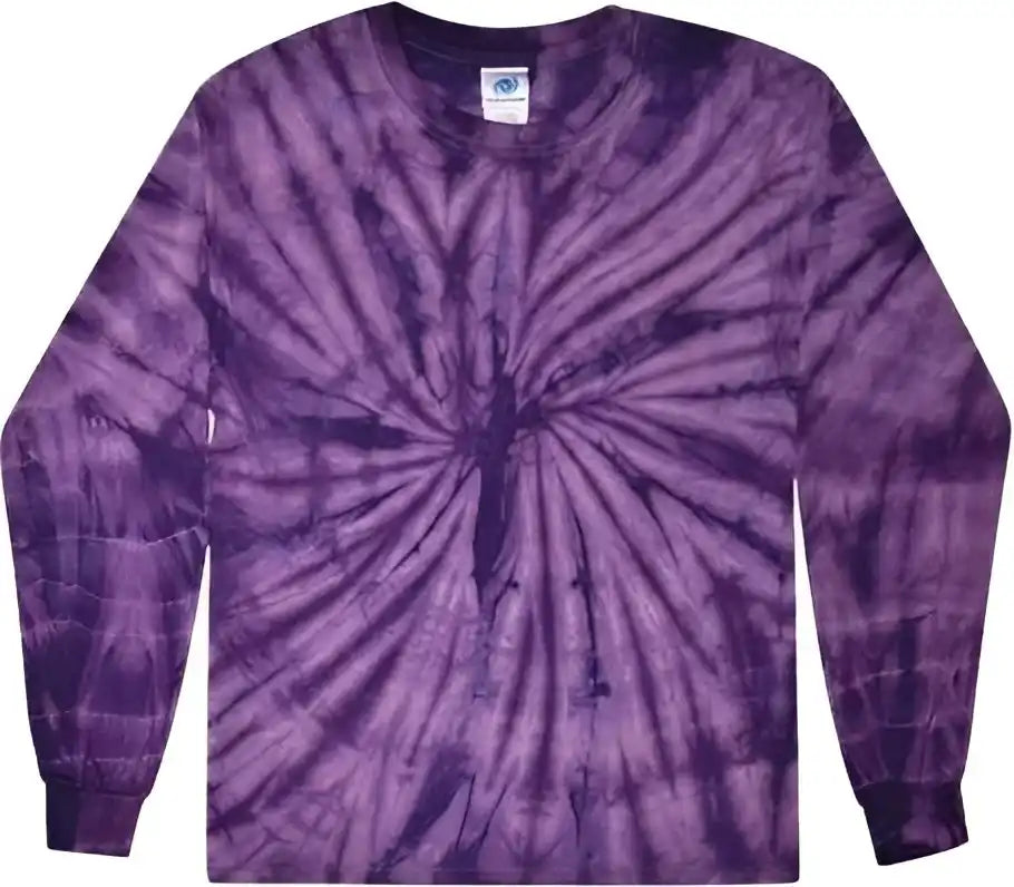 Colortone 2000y Youth Tie Dyed Long Sleeve t Shirt Spider Purple