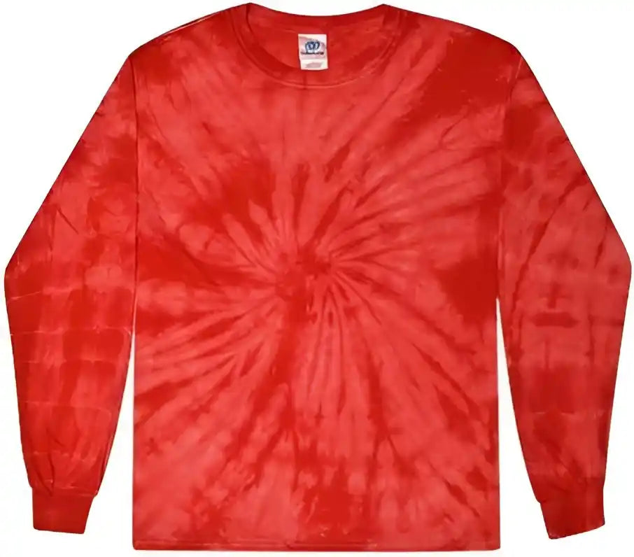 Colortone 2000y Youth Tie Dyed Long Sleeve t Shirt Spider Red
